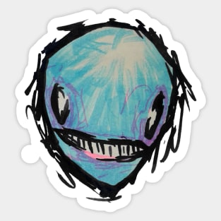 Sketchy Blue Alien Sticker